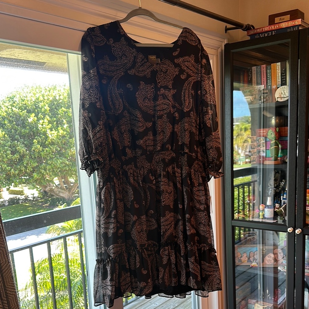 Elegant Black Paisley Dress